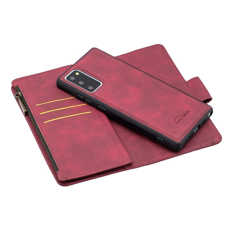 For Samsung Galaxy Note20 Skin Feel Detachable Magnetic Zipper Horizontal Flip PU Leather Case with Multi-Card Slots & Holder & Wallet & Photo Frame & Lanyard