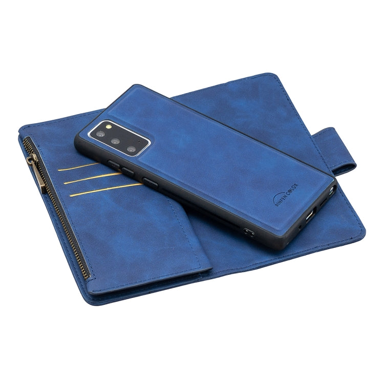 For Samsung Galaxy Note20 Skin Feel Detachable Magnetic Zipper Horizontal Flip PU Leather Case with Multi-Card Slots & Holder & Wallet & Photo Frame & Lanyard