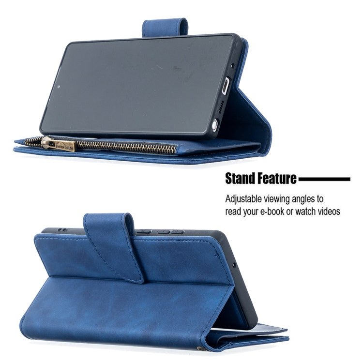 For Samsung Galaxy Note20 Skin Feel Detachable Magnetic Zipper Horizontal Flip PU Leather Case with Multi-Card Slots & Holder & Wallet & Photo Frame & Lanyard