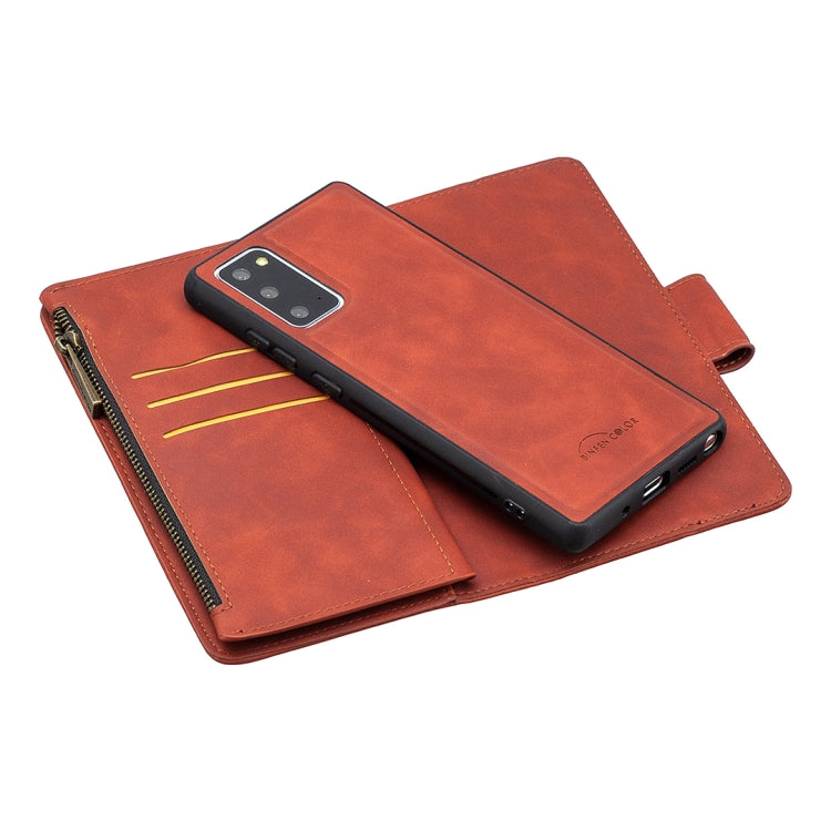For Samsung Galaxy Note20 Skin Feel Detachable Magnetic Zipper Horizontal Flip PU Leather Case with Multi-Card Slots & Holder & Wallet & Photo Frame & Lanyard