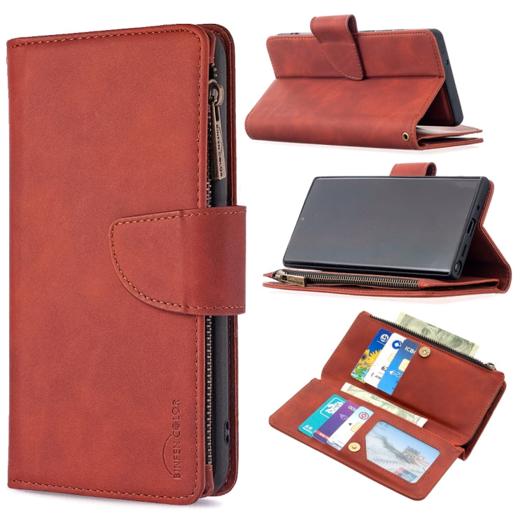 For Samsung Galaxy Note20 Skin Feel Detachable Magnetic Zipper Horizontal Flip PU Leather Case with Multi-Card Slots & Holder & Wallet & Photo Frame & Lanyard