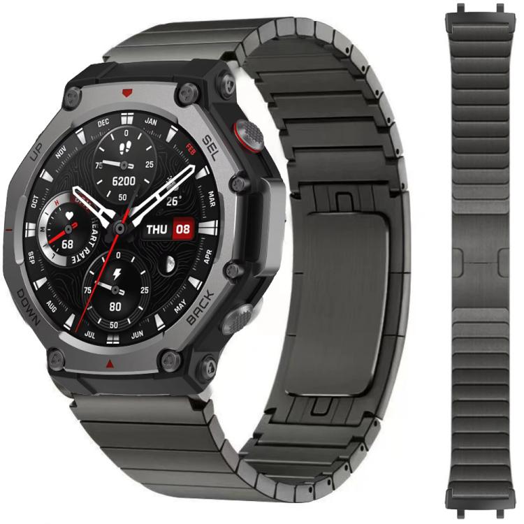 For  Amazfit T-Rex 3 One Beads Side Detachable Stainless Steel Watch Band