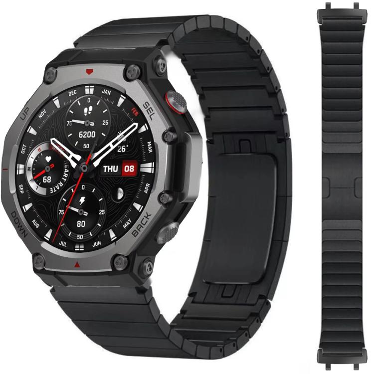 For  Amazfit T-Rex 2 One Beads Side Detachable Stainless Steel Watch Band
