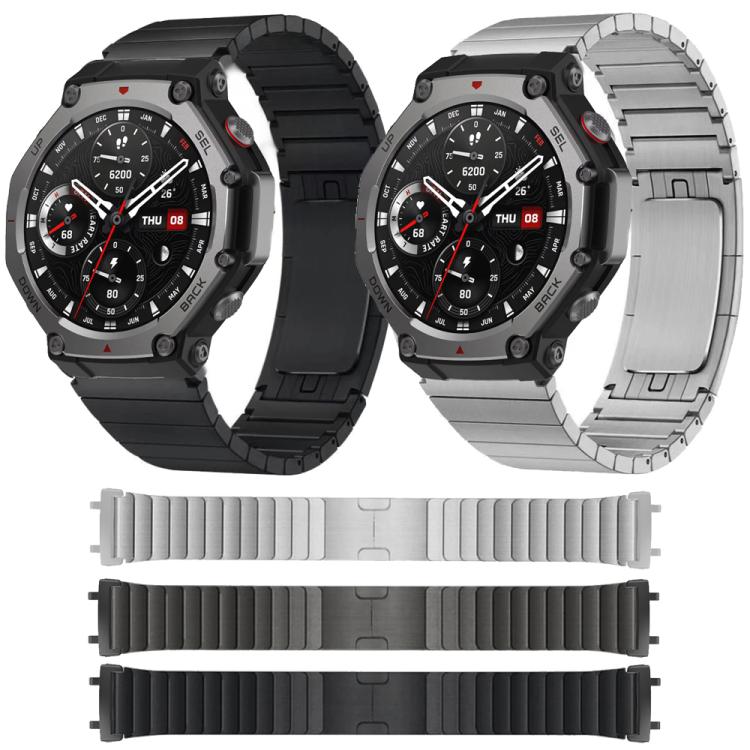 For Amazfit T-Rex Pro One Beads Side Detachable Stainless Steel Watch Band