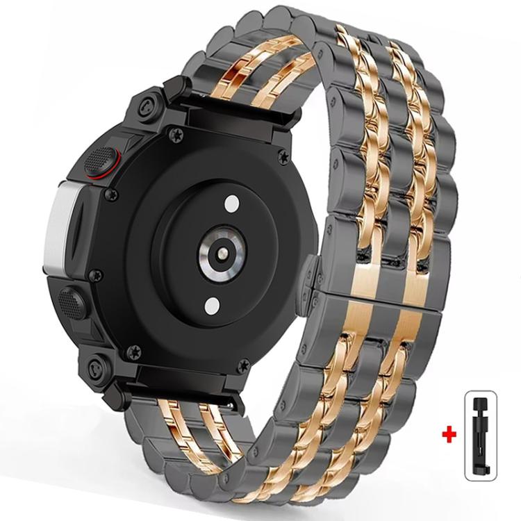For  Amazfit T-Rex 3 Seven Beads Butterfly Buckle Stainless Steel Watch Band