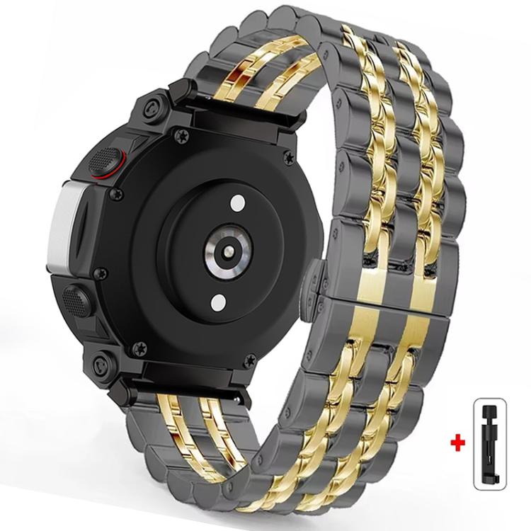 For  Amazfit T-Rex 2 Seven Beads Butterfly Buckle Stainless Steel Watch Band