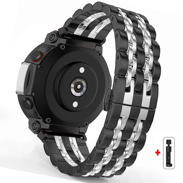 For Amazfit T-Rex Pro Seven Beads Butterfly Buckle Stainless Steel Watch Band
