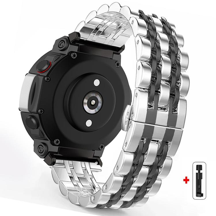 For Amazfit T-Rex Pro Seven Beads Butterfly Buckle Stainless Steel Watch Band