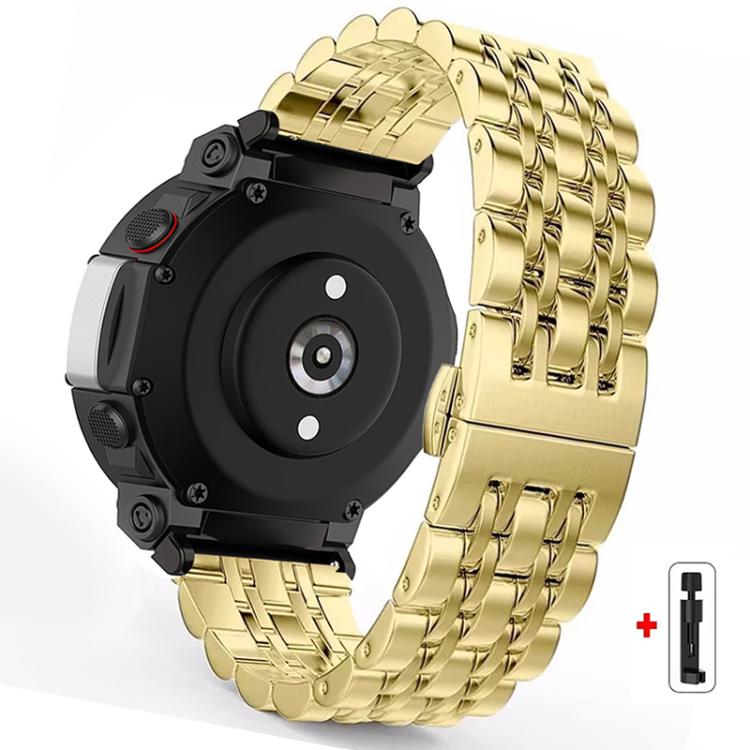 For Amazfit T-Rex Pro Seven Beads Butterfly Buckle Stainless Steel Watch Band