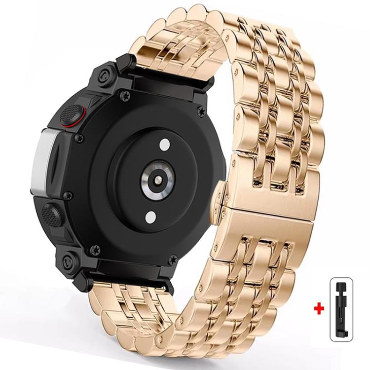 For Amazfit T-Rex Pro Seven Beads Butterfly Buckle Stainless Steel Watch Band