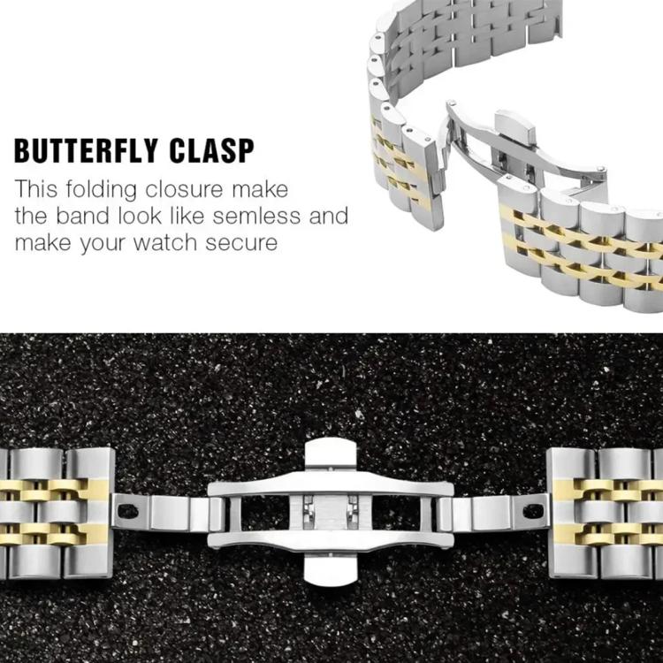 For  Amazfit T-Rex 2 Seven Beads Butterfly Buckle Stainless Steel Watch Band