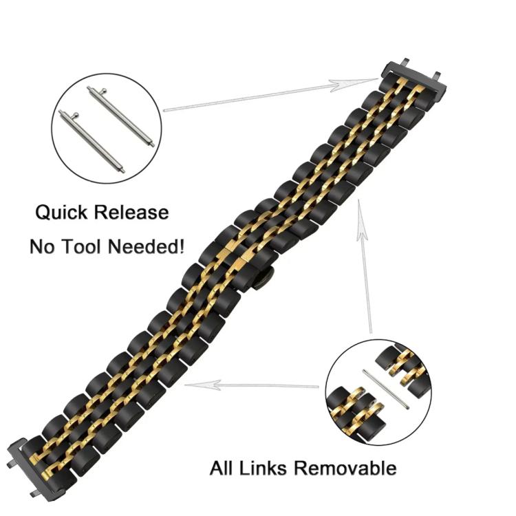 For  Amazfit T-Rex 3 Seven Beads Butterfly Buckle Stainless Steel Watch Band