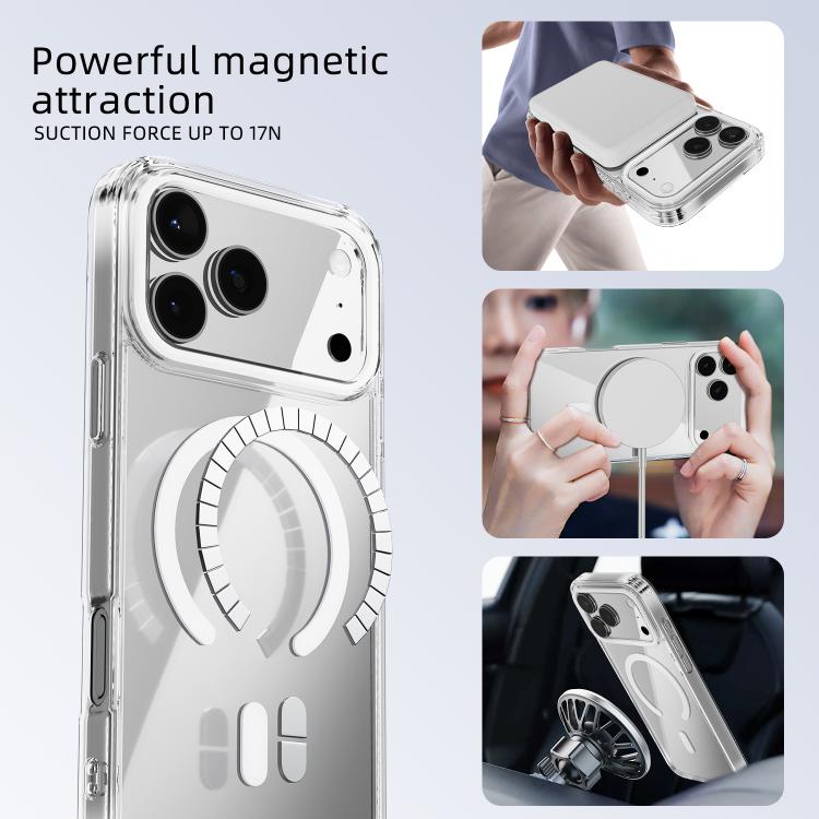 For iPhone 17 Pro Max ABEEL MagSafe Magnetic Color Ring Anti-scratch Transparent Phone Case