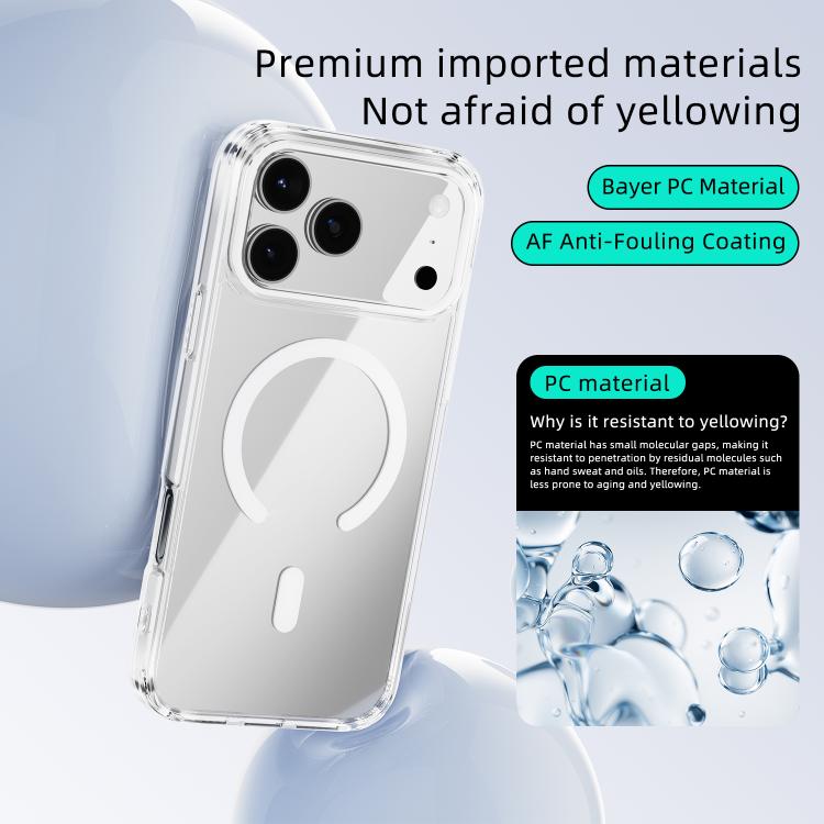 For iPhone 17 Pro ABEEL MagSafe Magnetic Color Ring Anti-scratch Transparent Phone Case