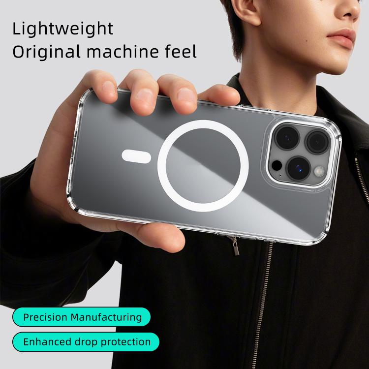 For iPhone 15 Pro Max ABEEL MagSafe Magnetic Color Ring Anti-scratch Transparent Phone Case