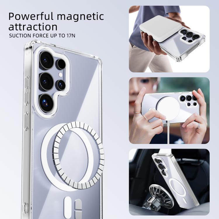 For Samsung Galaxy S25+ 5G ABEEL MagSafe Magnetic Color Ring Anti-scratch Transparent Phone Case