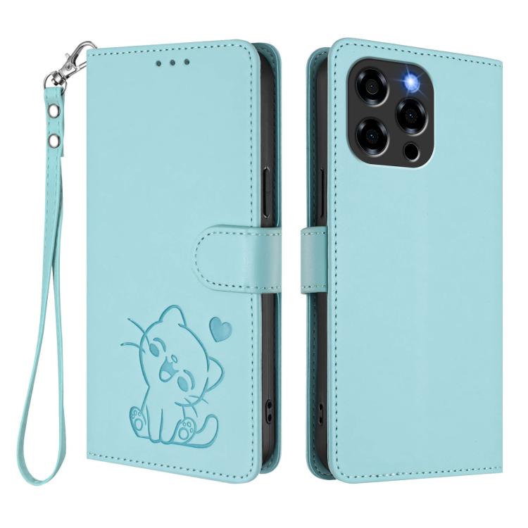 For Doogee Note 58 / Note 58 Pro Embossed Heart Cat Leather Phone Case with Hand Strap