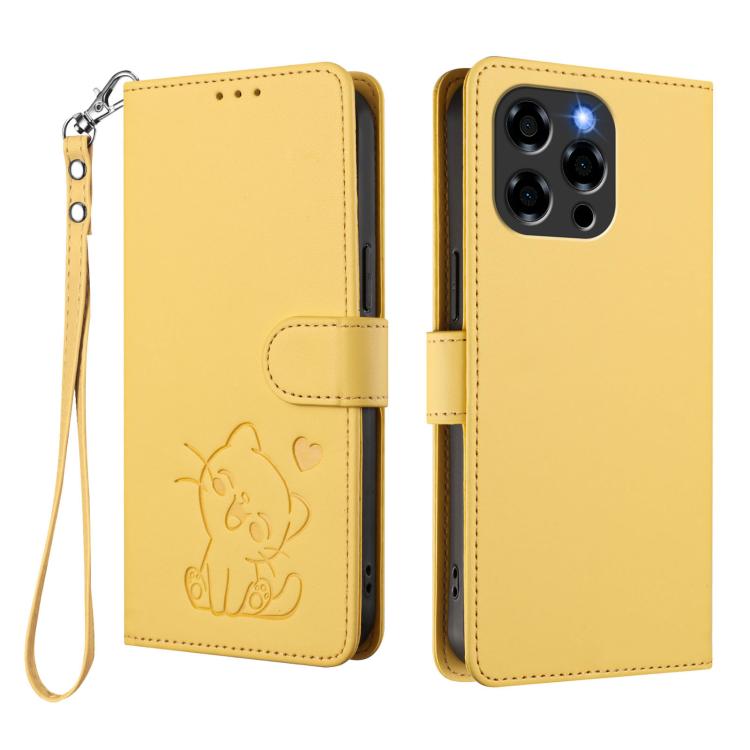 For Doogee Note 58 / Note 58 Pro Embossed Heart Cat Leather Phone Case with Hand Strap
