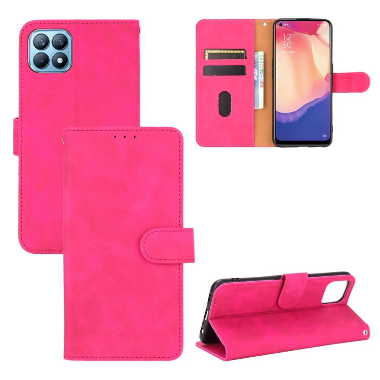 For OPPO Reno4 SE Solid Color Skin Feel Magnetic Buckle Horizontal Flip Calf Texture PU Leather Case with Holder & Card Slots & Wallet