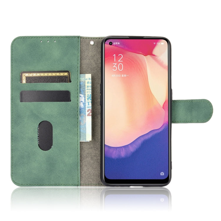 For OPPO Reno4 SE Solid Color Skin Feel Magnetic Buckle Horizontal Flip Calf Texture PU Leather Case with Holder & Card Slots & Wallet