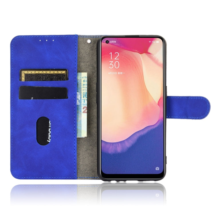 For OPPO Reno4 SE Solid Color Skin Feel Magnetic Buckle Horizontal Flip Calf Texture PU Leather Case with Holder & Card Slots & Wallet