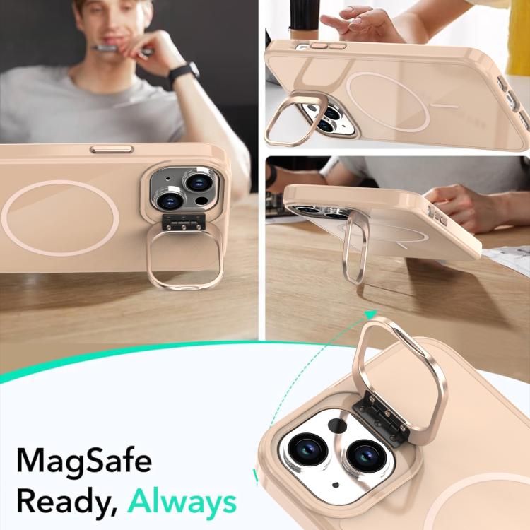 For iPhone 14 Plus Bright Color Imitation Camera Bracket Magsafe Phone Case