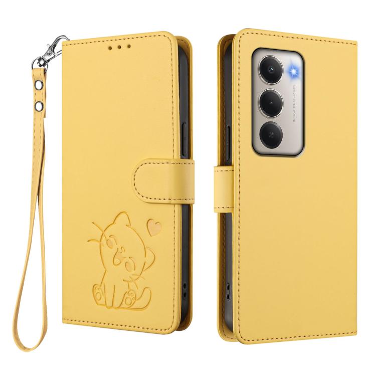 For Redmi 15 5G Global / 15 4G SEA 169.5mm Embossed Heart Cat Leather Phone Case with Hand Strap