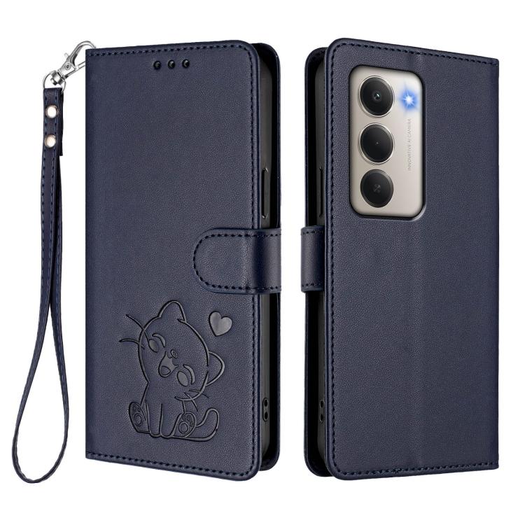 For Redmi 15 5G Global / 15 4G SEA 169.5mm Embossed Heart Cat Leather Phone Case with Hand Strap