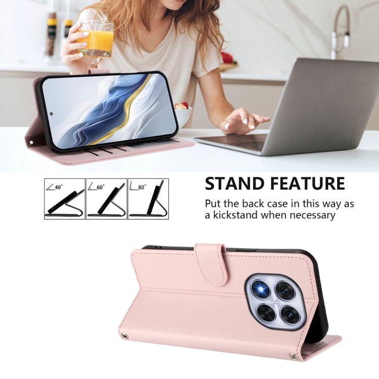 For Redmi Note 14 Pro 5G India / Note 14 Pro+ Embossed Heart Cat Leather Phone Case with Hand Strap