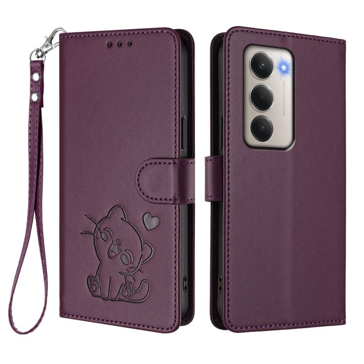 For Redmi 15 5G / 4G EU 171mm Embossed Heart Cat Leather Phone Case with Hand Strap