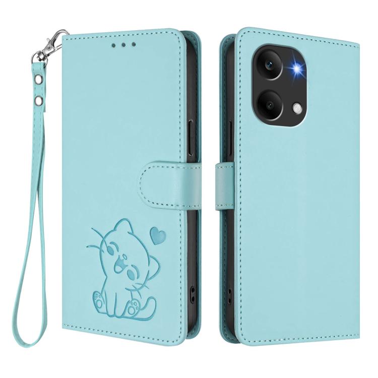 For Redmi Turbo 5 Max 5G / Poco X8 Pro Max 5G Embossed Heart Cat Leather Phone Case with Hand Strap