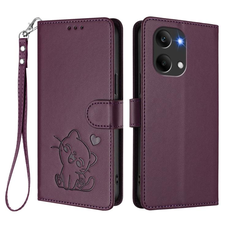 For Redmi Turbo 5 Max 5G / Poco X8 Pro Max 5G Embossed Heart Cat Leather Phone Case with Hand Strap