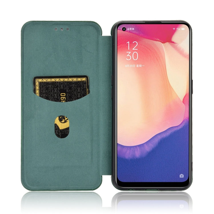 For OPPO Reno4 SE Carbon Fiber Texture Horizontal Flip TPU + PC + PU Leather Case with Card Slot