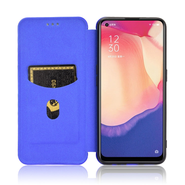 For OPPO Reno4 SE Carbon Fiber Texture Horizontal Flip TPU + PC + PU Leather Case with Card Slot