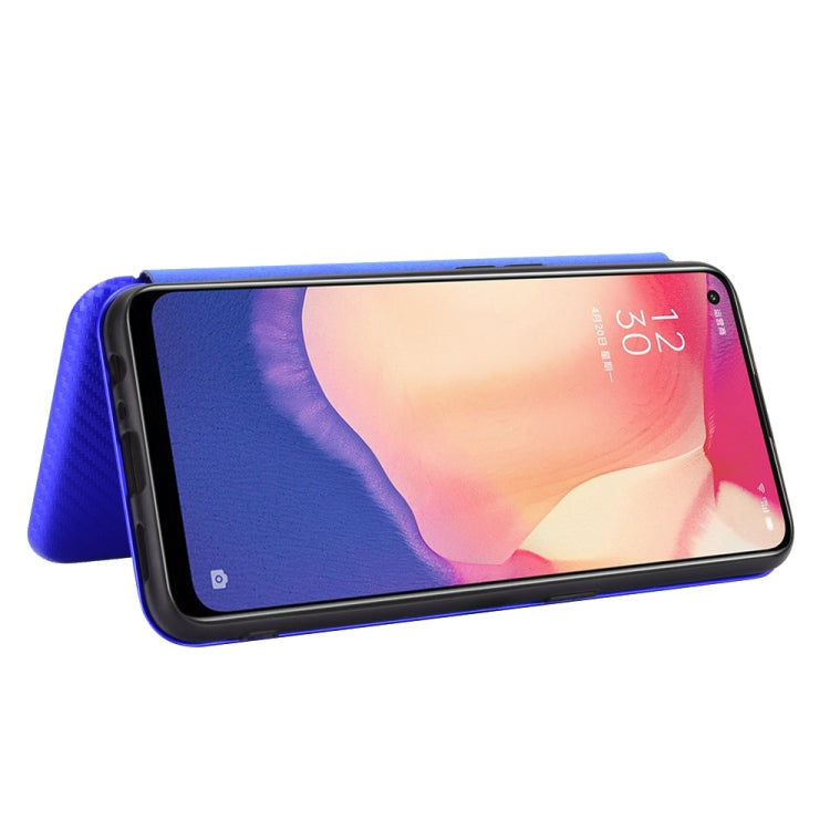 For OPPO Reno4 SE Carbon Fiber Texture Horizontal Flip TPU + PC + PU Leather Case with Card Slot