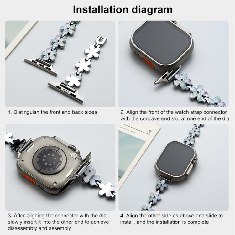 For Apple Watch 42 / 44 / 45 / 46 / 49mm xDfind Sun Petal Metal Watch Band