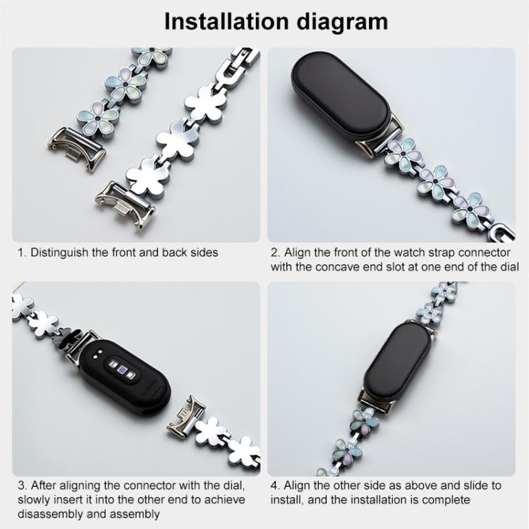 For Xiaomi Smart Band 10 / 9 / 8 xDfind Sun Petal Metal Watch Band
