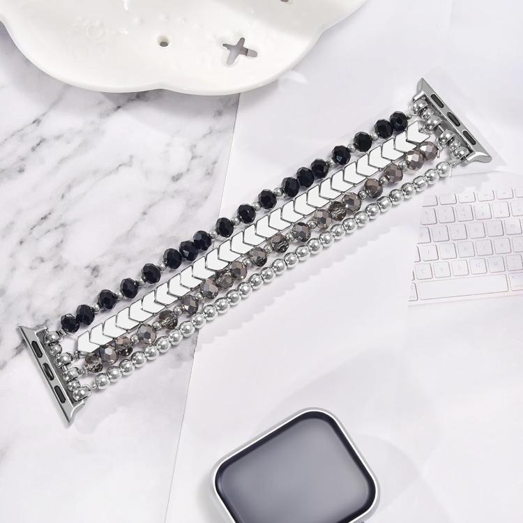 For Apple Watch 42 / 44 / 45 / 46 / 49mm xDfind Arrow Crystal Beaded Metal Watch Band