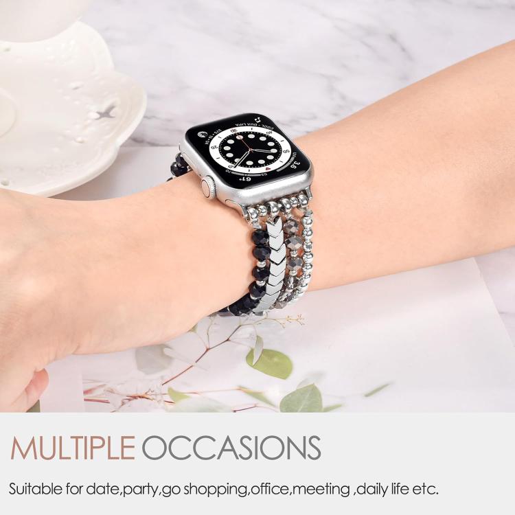 For Apple Watch 42 / 44 / 45 / 46 / 49mm xDfind Arrow Crystal Beaded Metal Watch Band