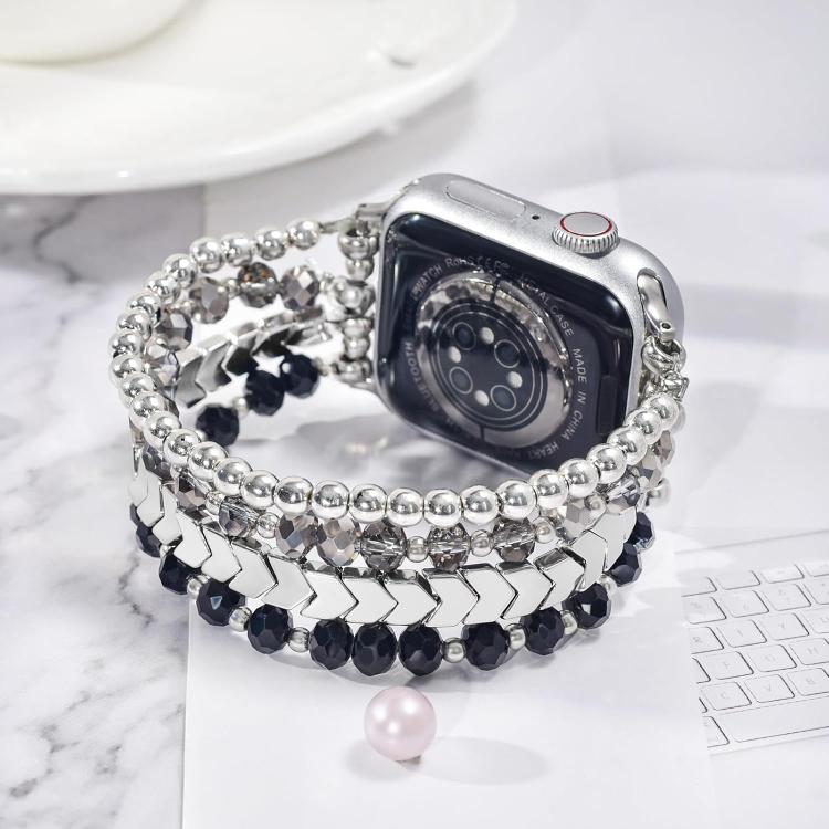 For Apple Watch 42 / 44 / 45 / 46 / 49mm xDfind Arrow Crystal Beaded Metal Watch Band