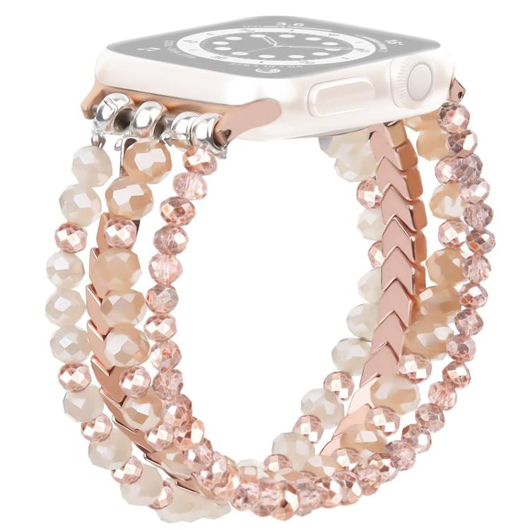 For Apple Watch 42 / 44 / 45 / 46 / 49mm xDfind Arrow Crystal Beaded Metal Watch Band