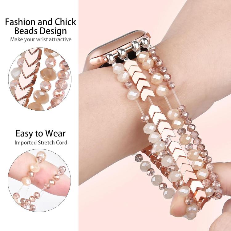 For Apple Watch 42 / 44 / 45 / 46 / 49mm xDfind Arrow Crystal Beaded Metal Watch Band