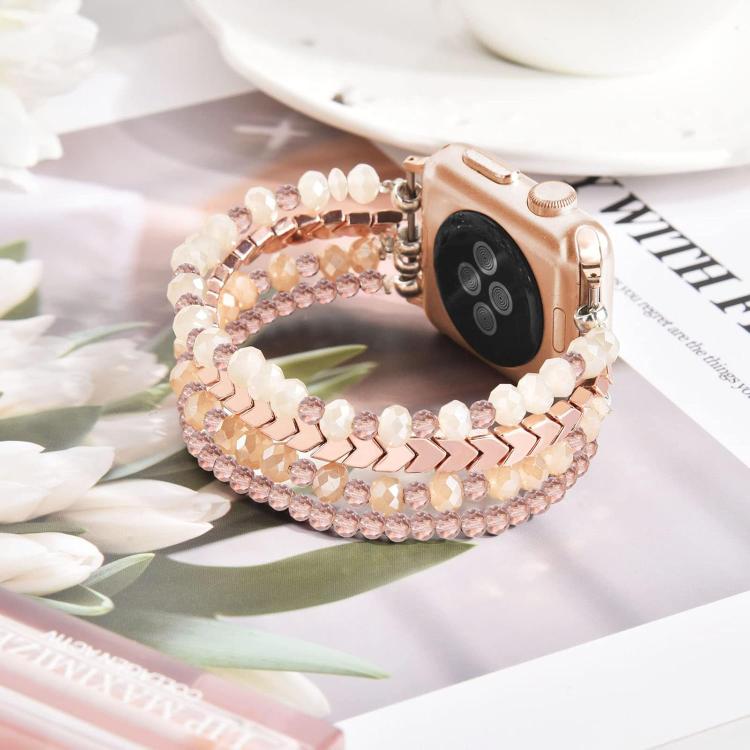 For Apple Watch 42 / 44 / 45 / 46 / 49mm xDfind Arrow Crystal Beaded Metal Watch Band