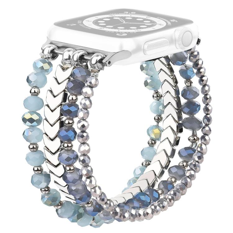 For Apple Watch 42 / 44 / 45 / 46 / 49mm xDfind Arrow Crystal Beaded Metal Watch Band