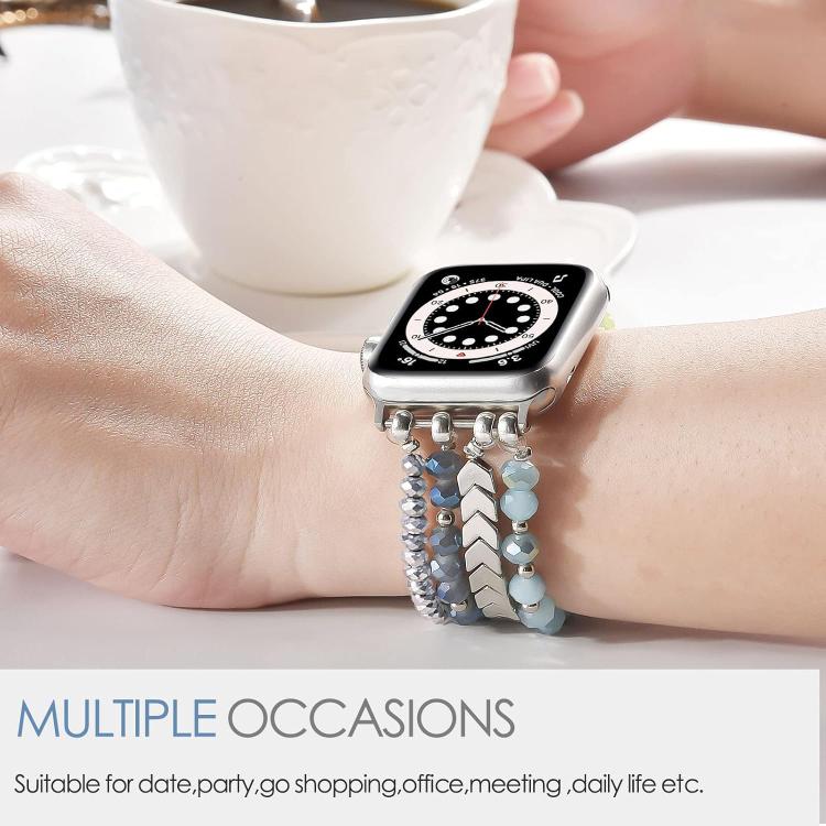 For Apple Watch 42 / 44 / 45 / 46 / 49mm xDfind Arrow Crystal Beaded Metal Watch Band