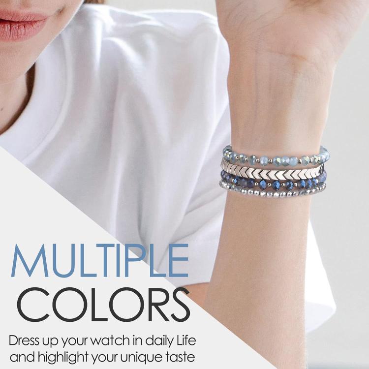 For Apple Watch 42 / 44 / 45 / 46 / 49mm xDfind Arrow Crystal Beaded Metal Watch Band