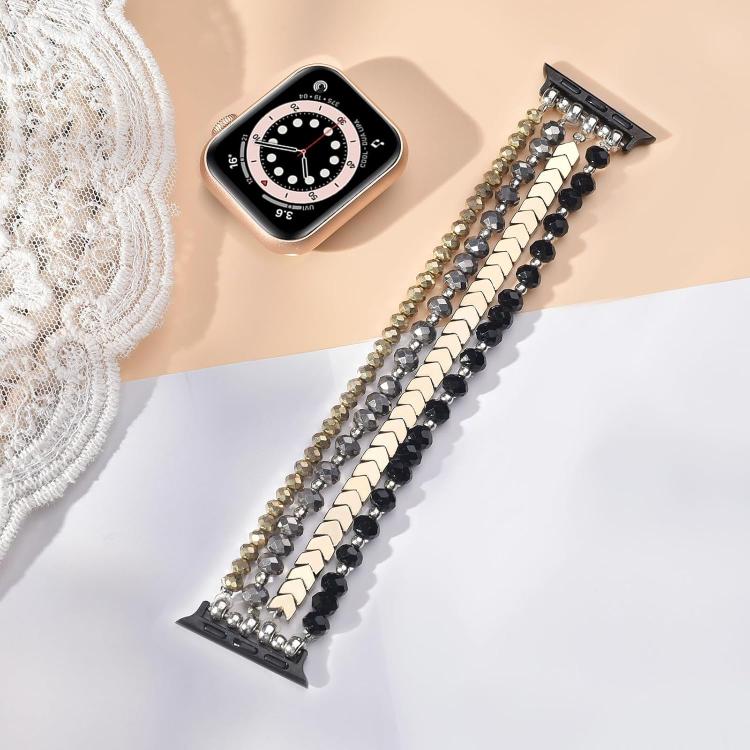 For Apple Watch 42 / 44 / 45 / 46 / 49mm xDfind Arrow Crystal Beaded Metal Watch Band