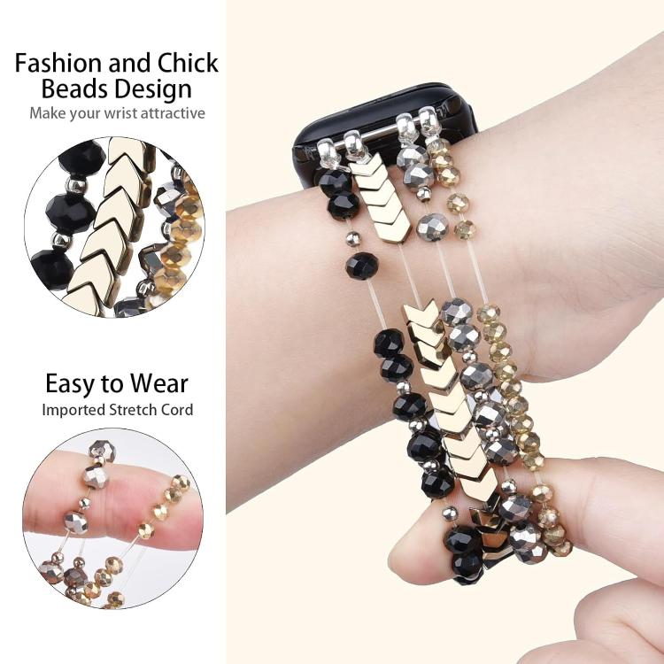 For Apple Watch 42 / 44 / 45 / 46 / 49mm xDfind Arrow Crystal Beaded Metal Watch Band
