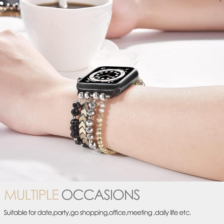 For Apple Watch 42 / 44 / 45 / 46 / 49mm xDfind Arrow Crystal Beaded Metal Watch Band