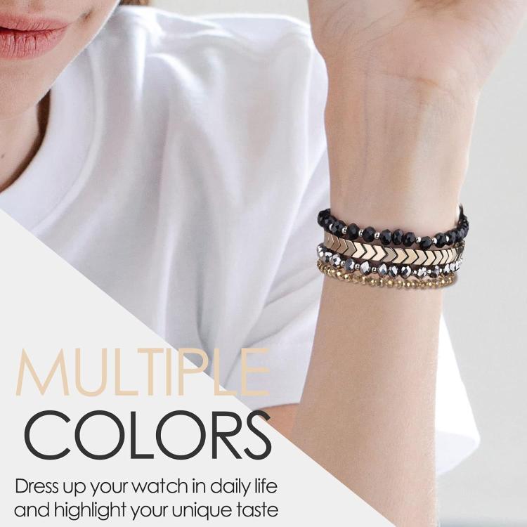 For Apple Watch 42 / 44 / 45 / 46 / 49mm xDfind Arrow Crystal Beaded Metal Watch Band